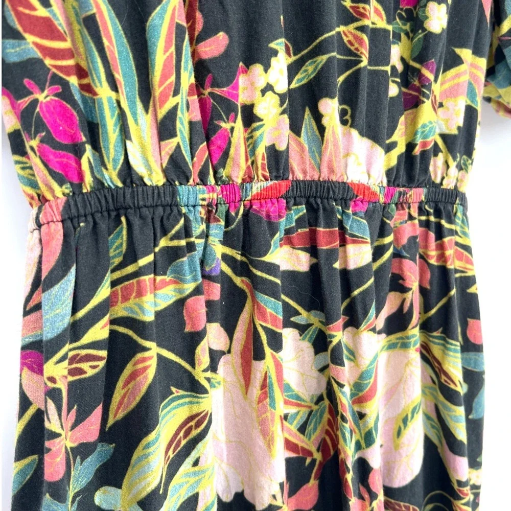 Anthropologie XS Conditions Apply Floral Cotton Open Back Tiered Midi Dress Boho